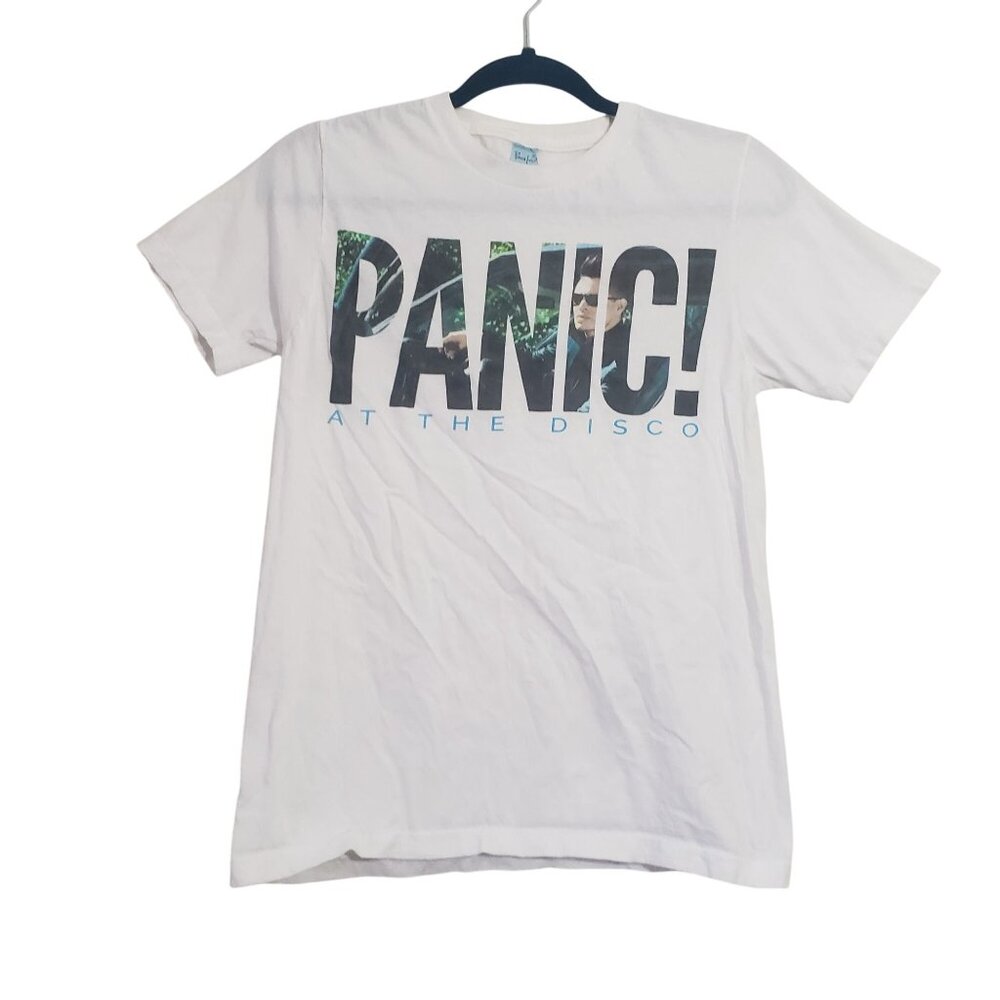 Panic At The Disco White Short Sleeve Fill Logo Graphic T Shirt Size S Casual
